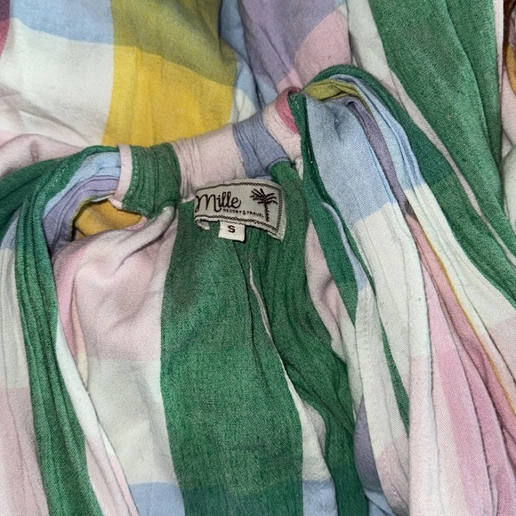 NWOT Mille Marilyn Plaid Pastel Midi Cotton Dress Pockets Resort Belt Sz S - Picture 7 of 9